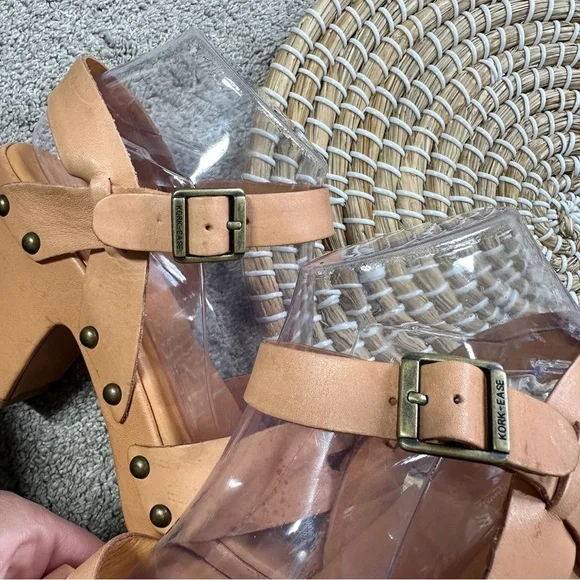 Kork-Ease Women’s Deborah Leather Studded Sandals Heeled Chunky in Tan 10 - Picture 14 of 16
